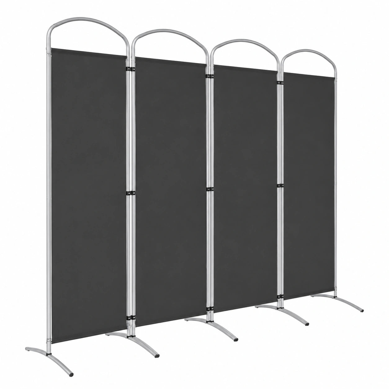 4-teiliger Raumteiler mit Metallrahmen, 188 cm Sichtschutz für Büro und Zuhause, faltbar, Grau