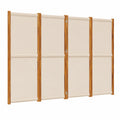 Eleganter 4-teiliger Raumteiler aus Akazienholz, Sichtschutz für Wohn- und Schlafzimmer, Taupe