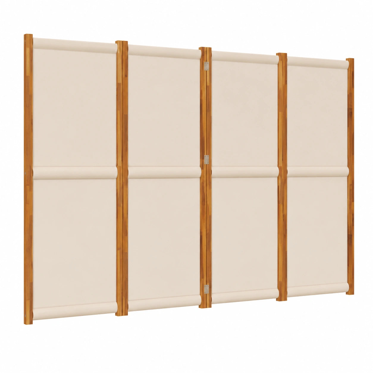 Eleganter 4-teiliger Raumteiler aus Akazienholz, Sichtschutz für Wohn- und Schlafzimmer, Taupe