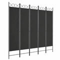 5-teiliger Paravent Raumteiler Sichtschutz für Wohnzimmer und Schlafzimmer Schwarz 200x200cm