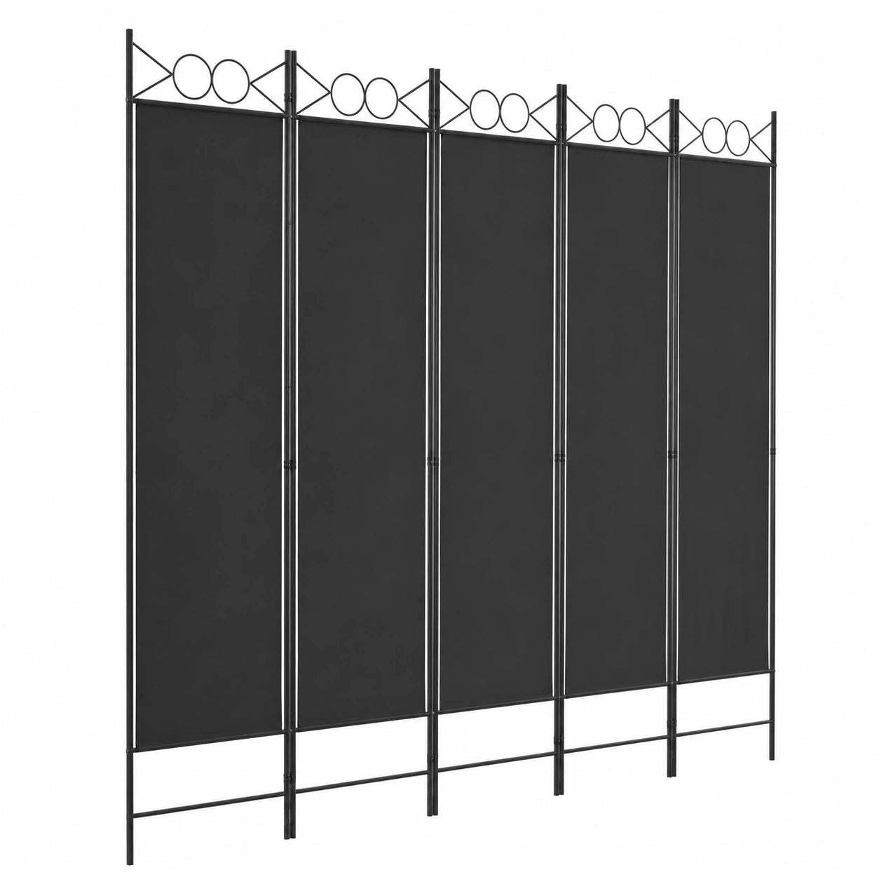 5-teiliger Paravent Raumteiler Sichtschutz für Wohnzimmer und Schlafzimmer Schwarz 200x200cm