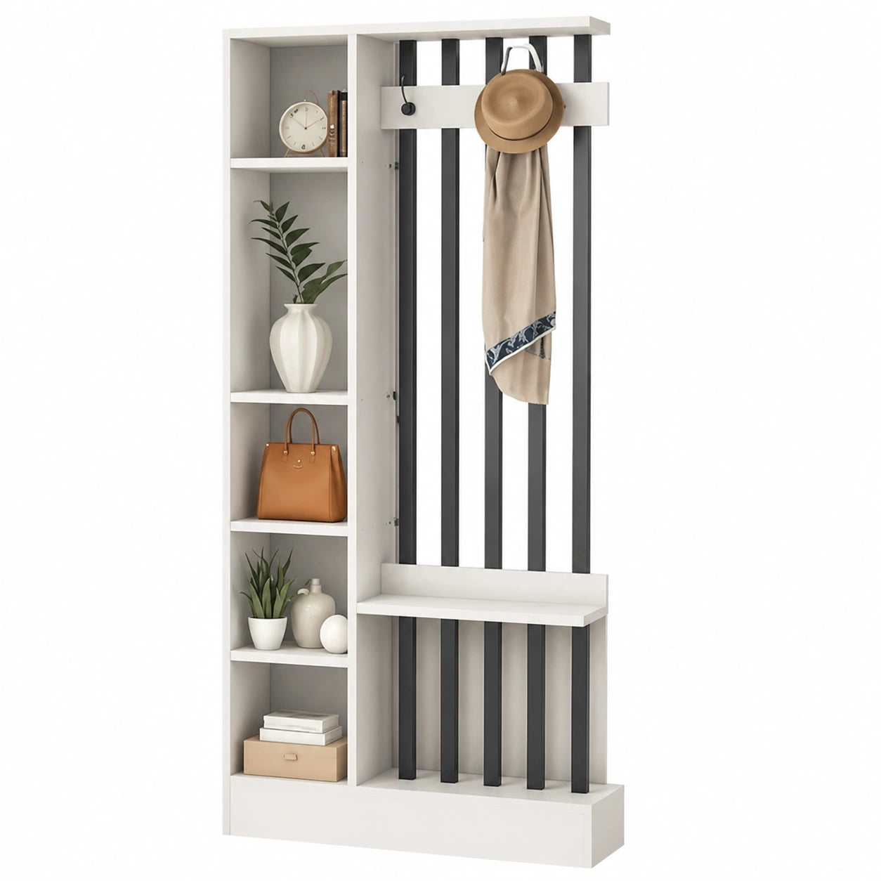 Stilvoller Raumteiler mit Regal, freistehend von Boden bis Decke, ideal für Home Office und Wohnzimmer