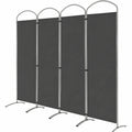 GOPLUS 4-teiliger Raumteiler Sichtschutz, klappbare Trennwand mit Metallrahmen für Wohnzimmer, Schlafzimmer und Büro, Grau, 188 cm