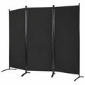 Faltbarer Raumteiler 3-teilig, Sichtschutz Paravent 260x183 cm, Privatsphären-Trennwand für Wohnzimmer, Büro, Schlafzimmer, Schwarz