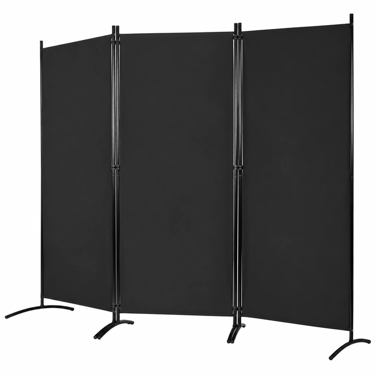 Faltbarer Raumteiler 3-teilig, Sichtschutz Paravent 260x183 cm, Privatsphären-Trennwand für Wohnzimmer, Büro, Schlafzimmer, Schwarz
