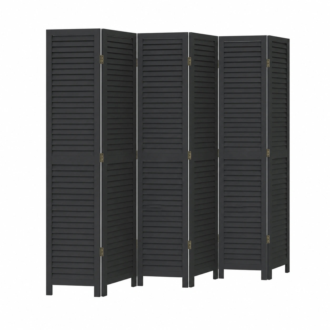 vidaXL 6-Panel Raumteiler, Faltbarer Paravent aus Massivholz Paulownia, Sichtschutz für Wohnzimmer, Schlafzimmer und Büro, Schwarz
