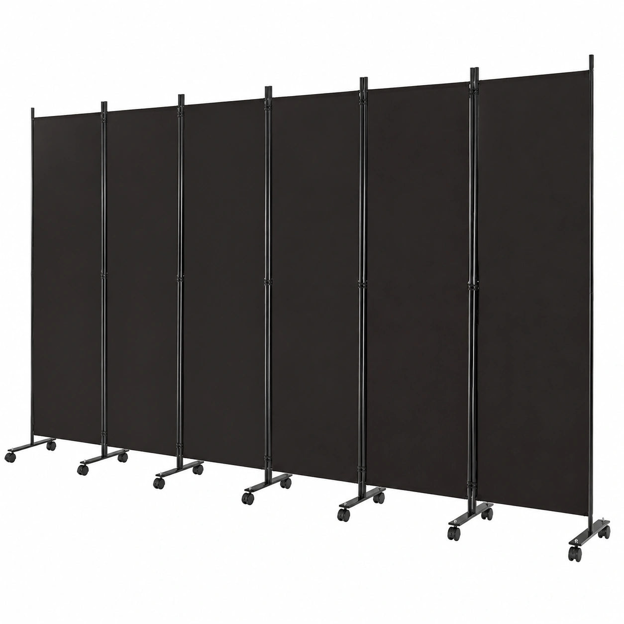 LIFEZEAL 6-teiliger faltbarer Raumteiler, 334 x 172 cm, freistehende Trennwand mit Rollen aus Metallrahmen, Paravent für Wohn- und Essbereich