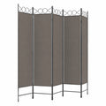Moderner 5-teiliger Raumteiler aus Polyester und Eisen, Anthrazit, 200x200 cm, Faltbar für Wohnzimmer, Schlafzimmer, Büro und Balkon
