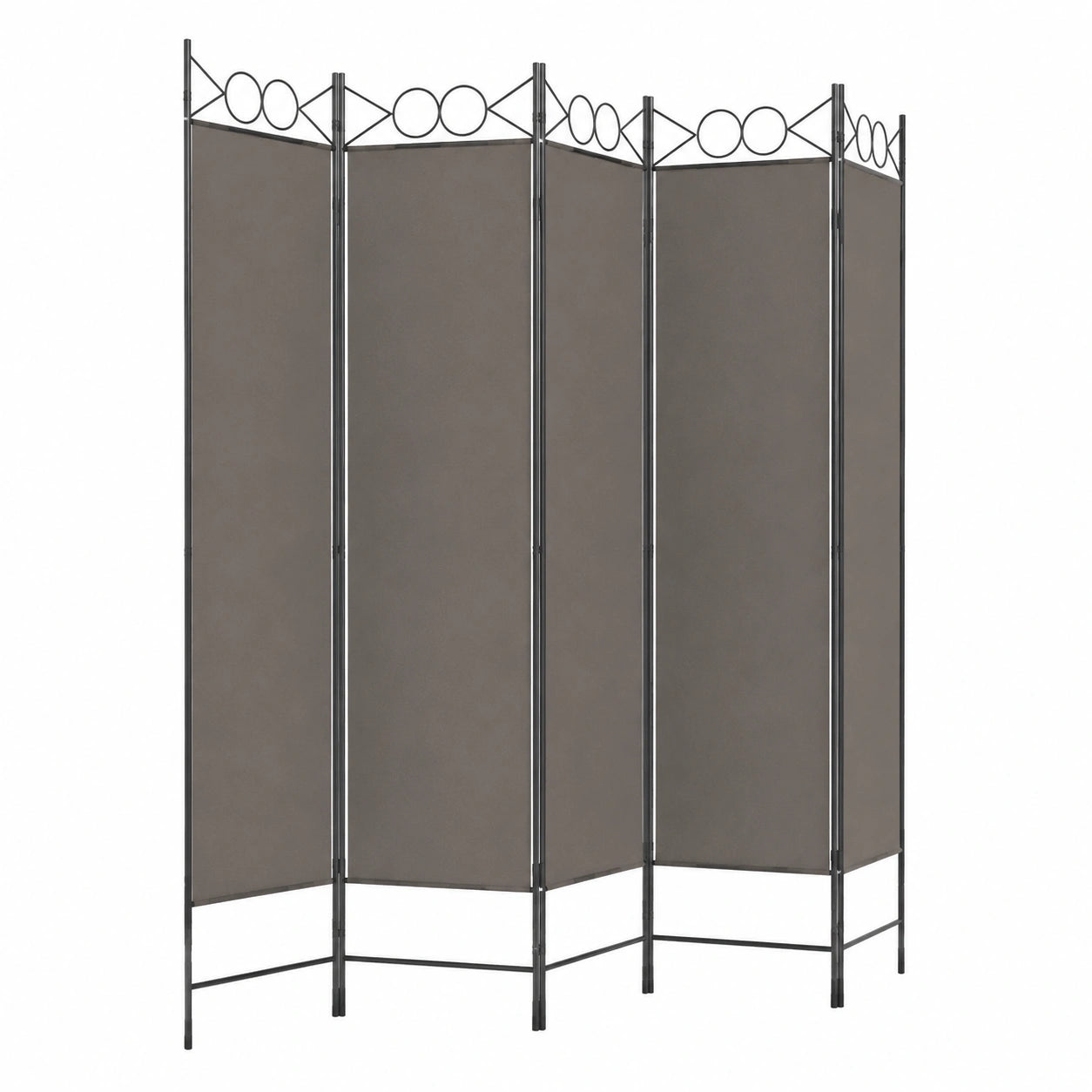 Moderner 5-teiliger Raumteiler aus Polyester und Eisen, Anthrazit, 200x200 cm, Faltbar für Wohnzimmer, Schlafzimmer, Büro und Balkon