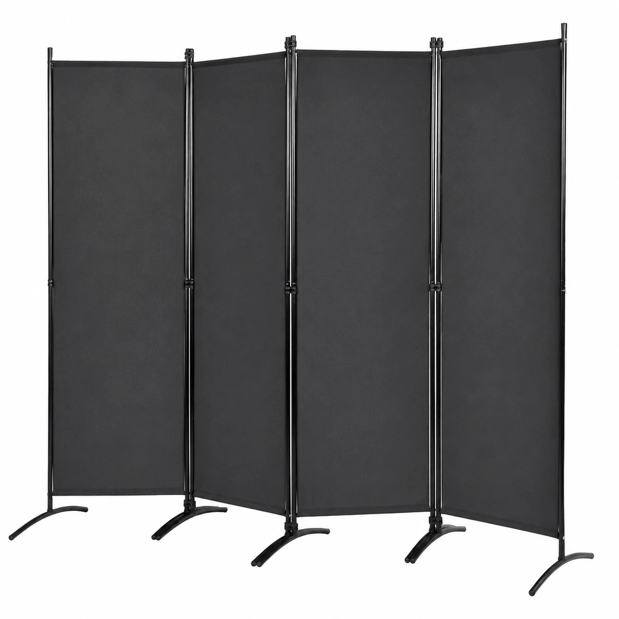Moderner 4-teiliger Raumteiler, klappbar, 173 cm Höhe, Metallrahmen, ideal für Wohnzimmer, Schlafzimmer und Büro (Schwarz)