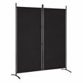 Moderner 2-teiliger Paravent aus Stoff, Schwarz, 175x180 cm, Raumteiler und Sichtschutz für Innenbereich