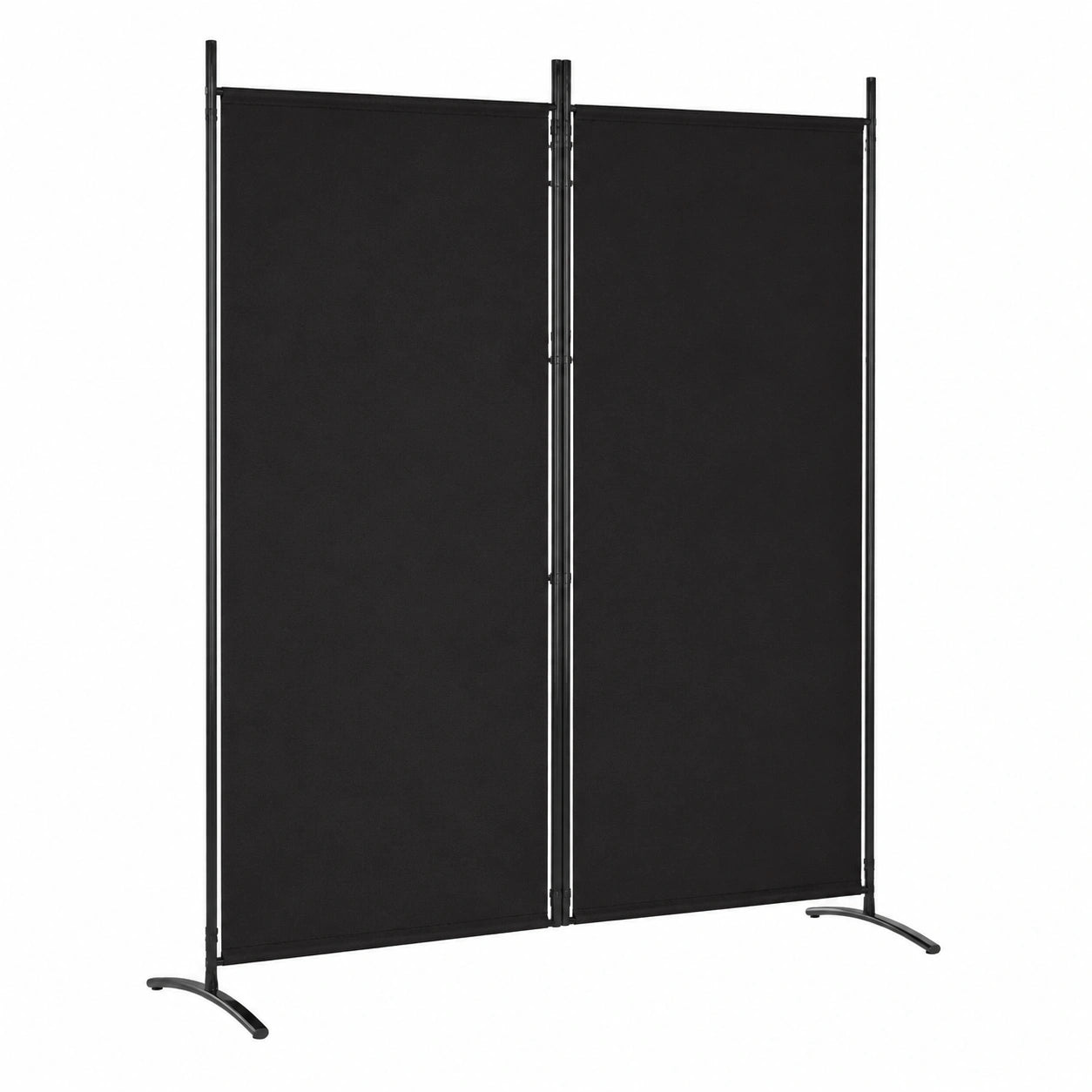 Moderner 2-teiliger Paravent aus Stoff, Schwarz, 175x180 cm, Raumteiler und Sichtschutz für Innenbereich