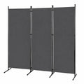 Moderner Paravent 260x180cm aus Stahl, 3-teilig faltbare Trennwand in Anthrazit