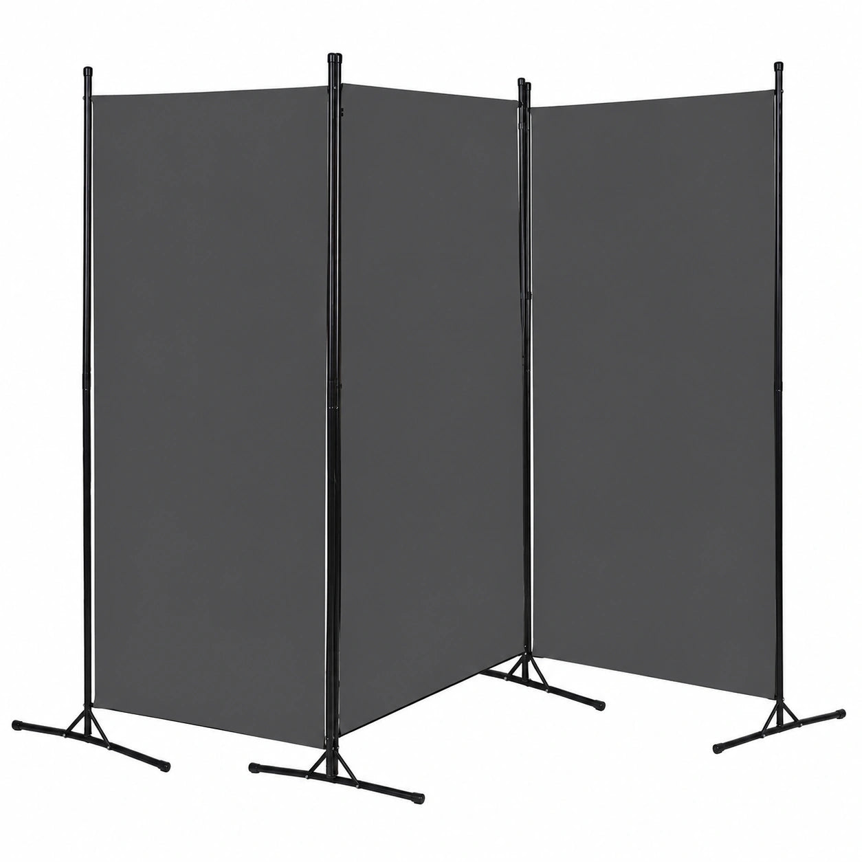 Moderner Paravent Raumteiler, Freistehend, 3-teilig, 260x180 cm, Sichtschutz für Büro und Innenbereich, Dunkelgrau