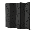 Moderner Paravent Raumteiler mit geometrischem Muster, 225x172 cm, 5-teilig, Grau/Schwarz