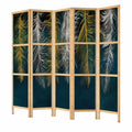 Moderner Raumteiler 5-teilig mit Feder-Design aus Holz 225x172 cm